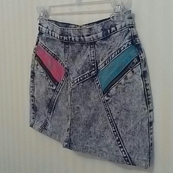 Color Block Denim Mini Skirt - Picture 4 of 6